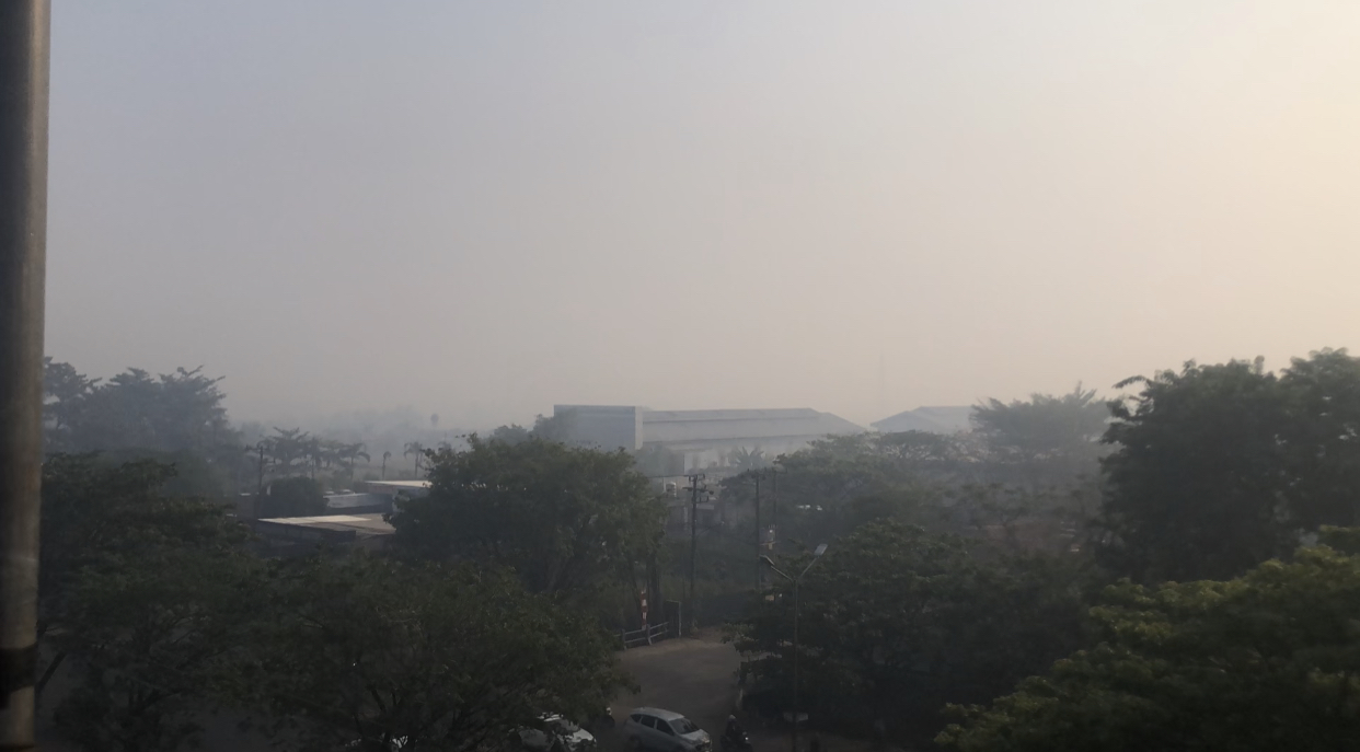Foto konteks kabut asap akibat kebakaran hutan di Indonesia sebagai ilustrasi kondisi udara buruk
