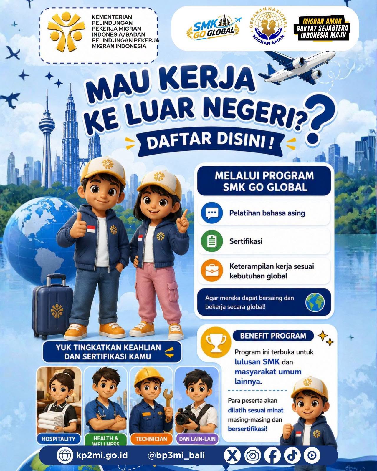 Poster resmi pemerintah mengenai Program SMK Go Global untuk persiapan kerja ke luar negeri